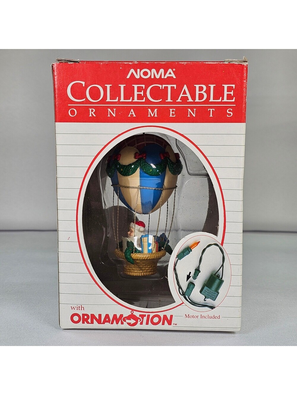 Vtg Noma Ornamotion Santa Hot Air Balloon Rotating Christmas Ornament 1989 *Read